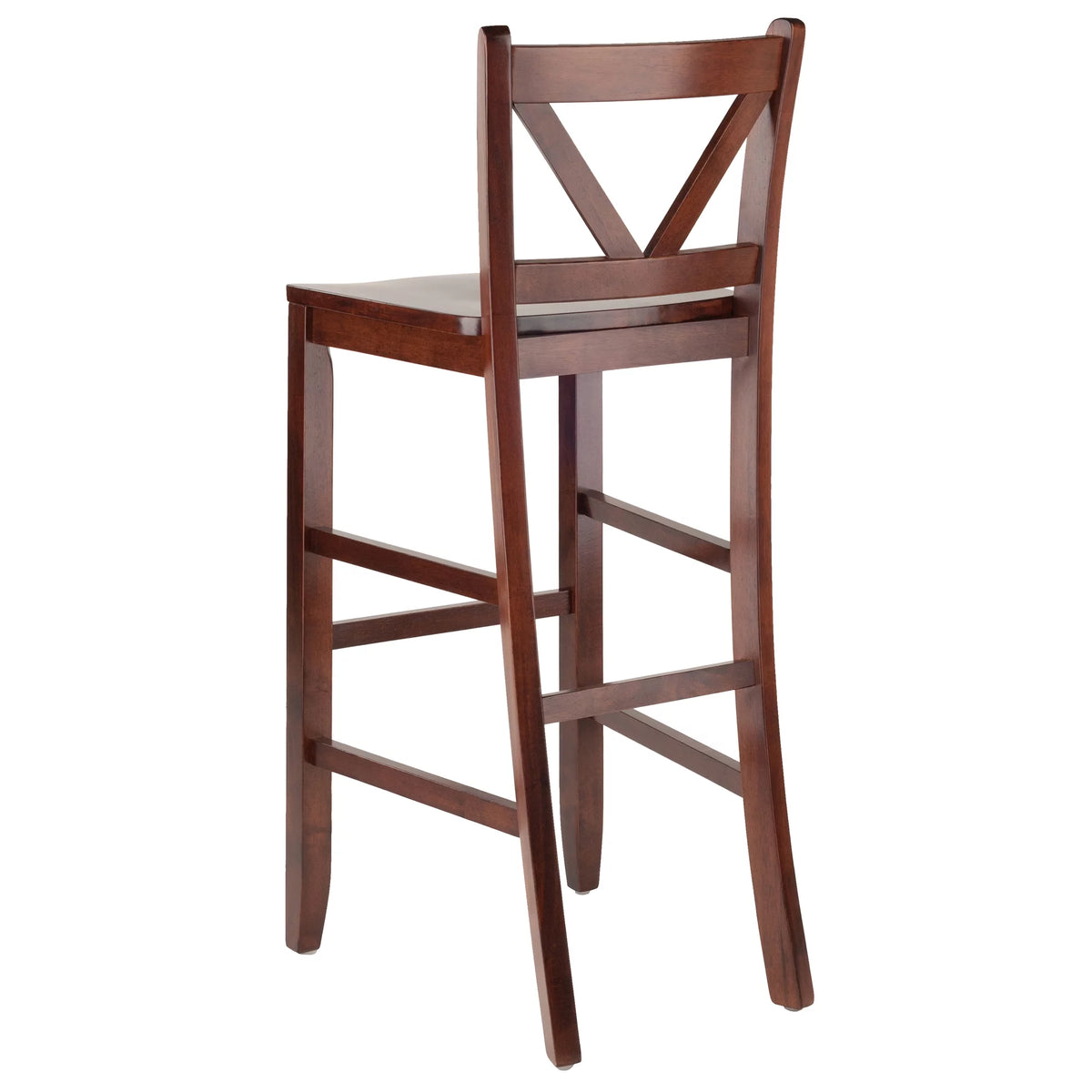 Set of 2 Walnut Finish V-Back Bar Stool E424191