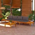 Acacia Wood Garden Bench with Dark Gray Cushions J6520
