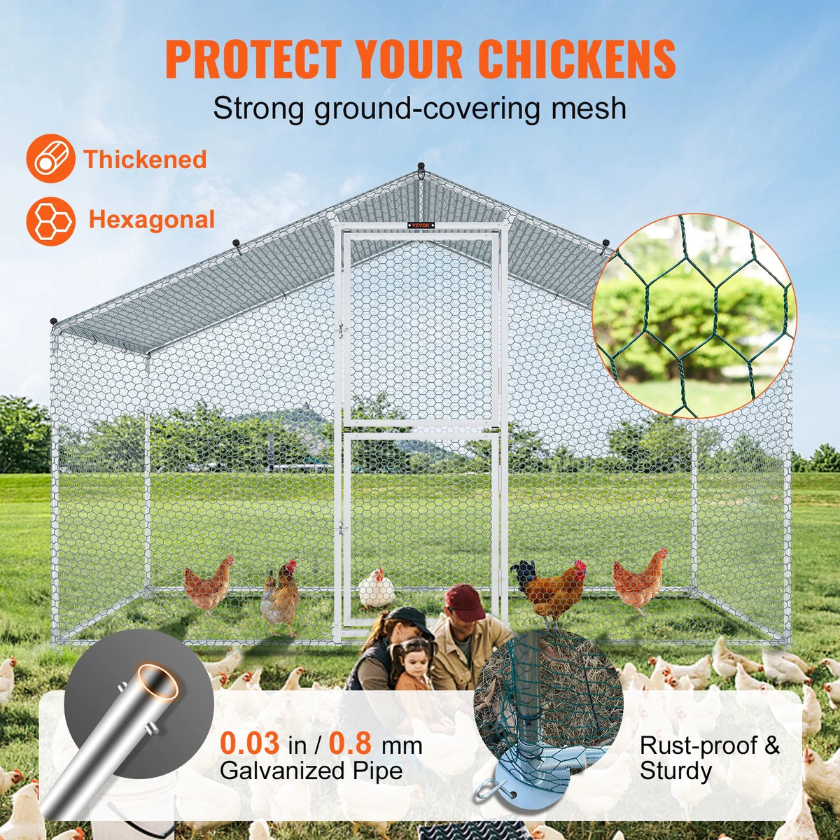 Large Metal Chicken Coop 6.6x9.8x6.6 ft L5934