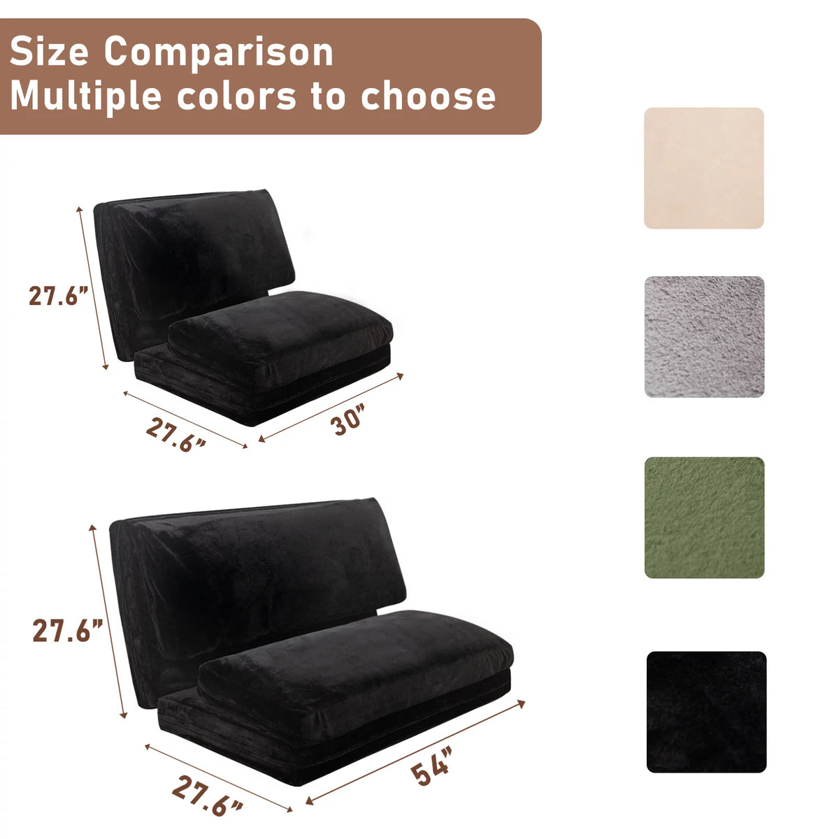 Black 30x95 Inch Convertible Bean Bag Sofa Bed X43022