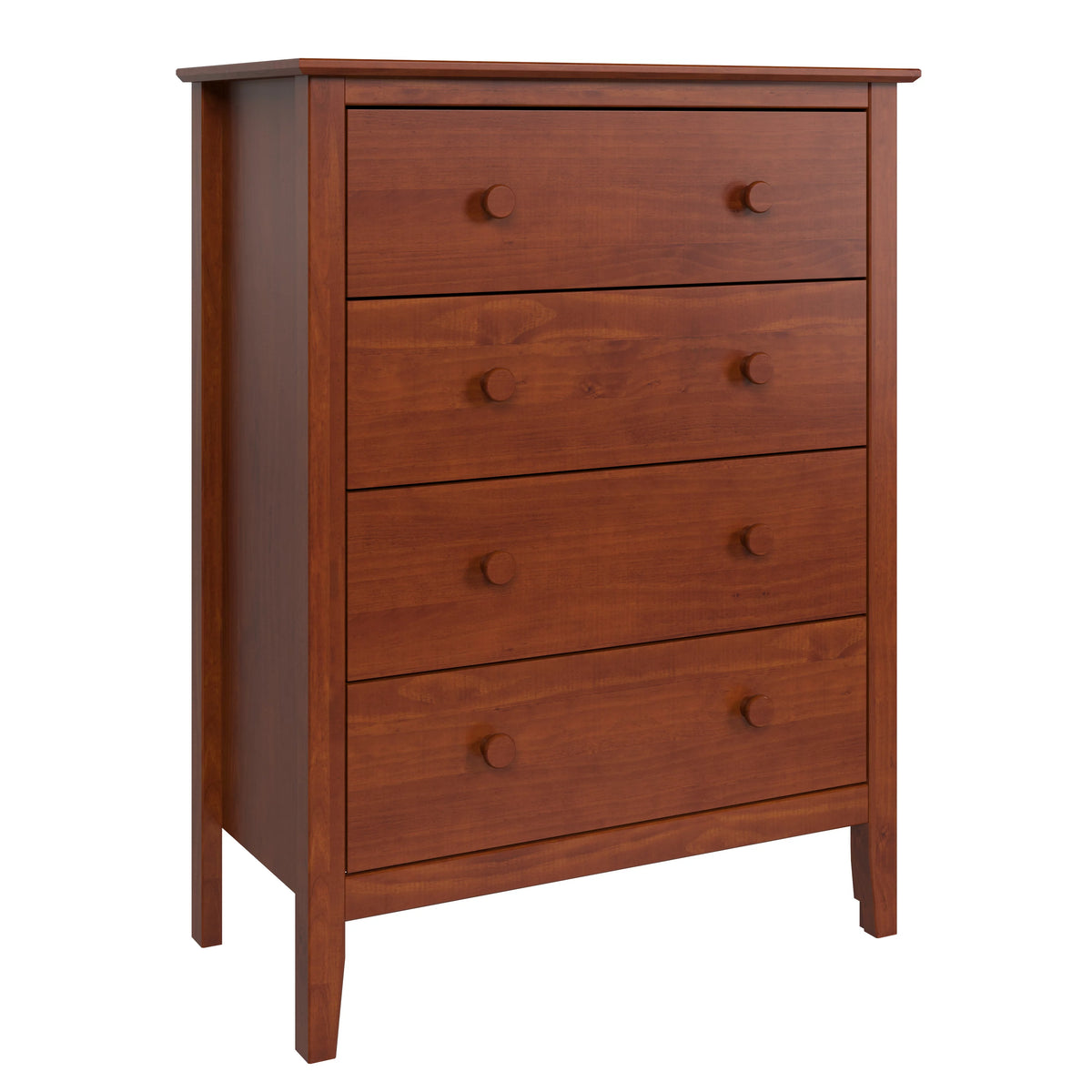Solid Wood Four Drawer Chest of Dressers Pecan Q878