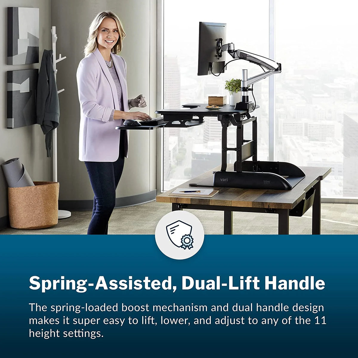 Height Adjustable Standing Desk Converter with 11 Height Settings D92946