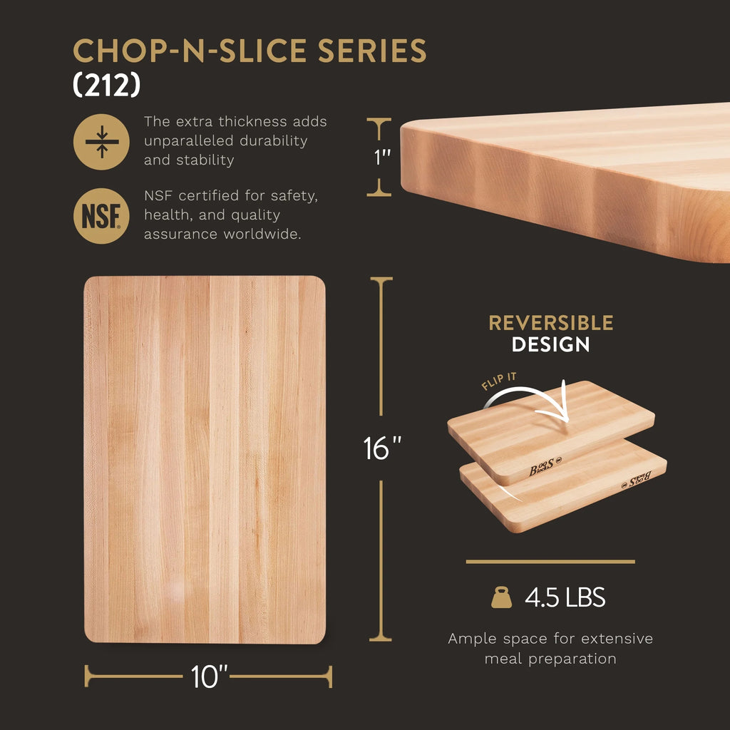 Maple Wood Edge Grain Cutting Board, 16" x 10" x 1" P496
