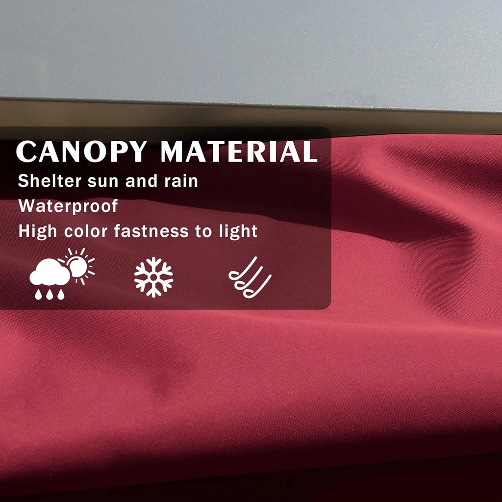 Extra-Large Gray Aluminum Frame Pergola with Sunshade Canopy 10' x 13' Burgundy J74822