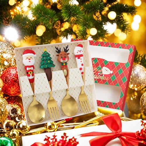 4 Pack Stainless Steel Christmas Spoon and Fork Set Z289