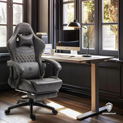 Black Big and Tall Ergonomic Gaming Chair with Footrest and Massage Lumbar Support U352056