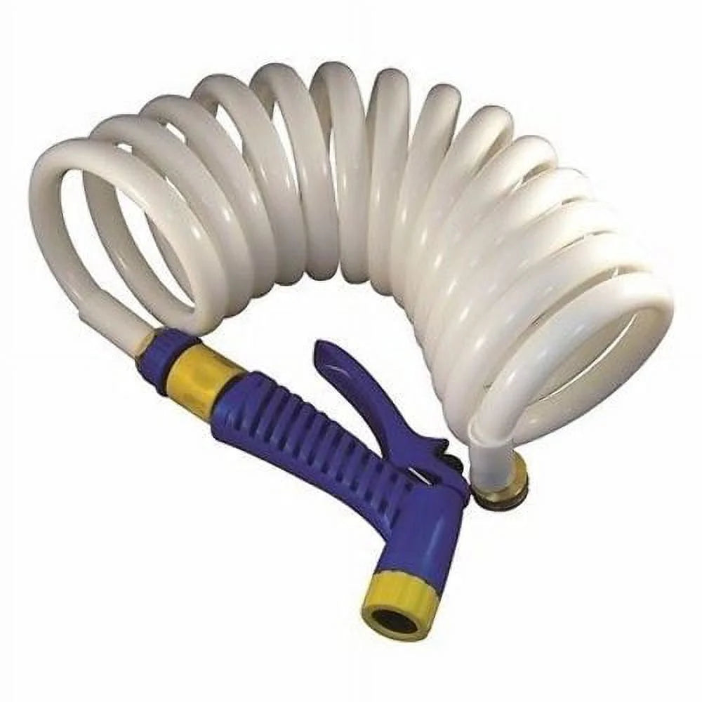 Coiled Washdown Hose with Quick Conn Nozzle 1/2"x25' P94930