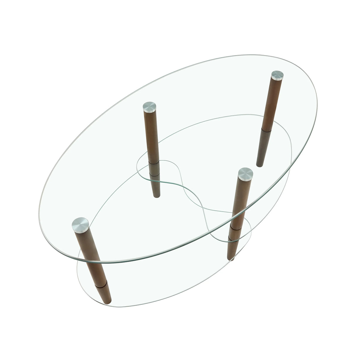 Oval Glass Coffee Table with Storage R485645