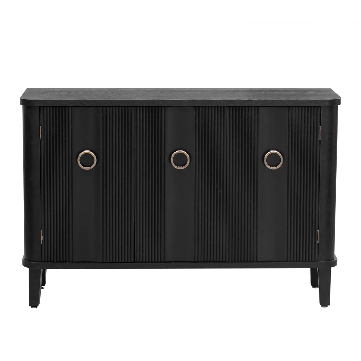 Black Solid Wood Veneer Storage Cabinet with Three Doors B5646