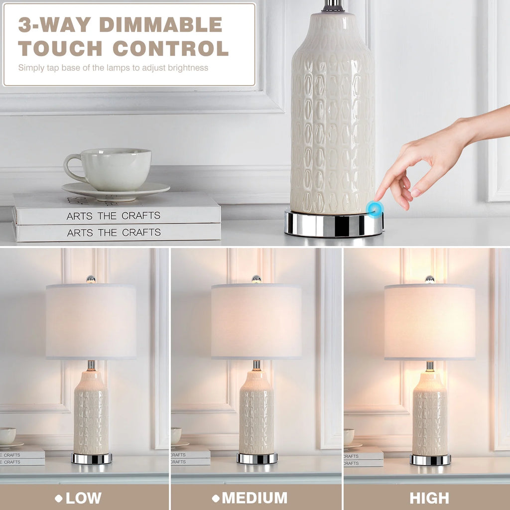 22.5" Ceramic Table Lamp Set of 2 with USB Ports Y73373