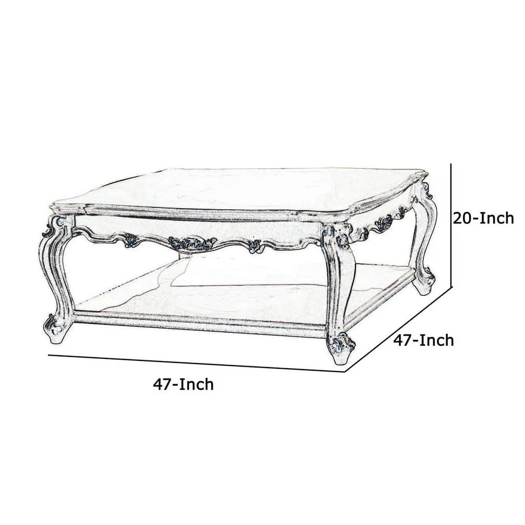 Antique White Scalloped Top Coffee Table W7546