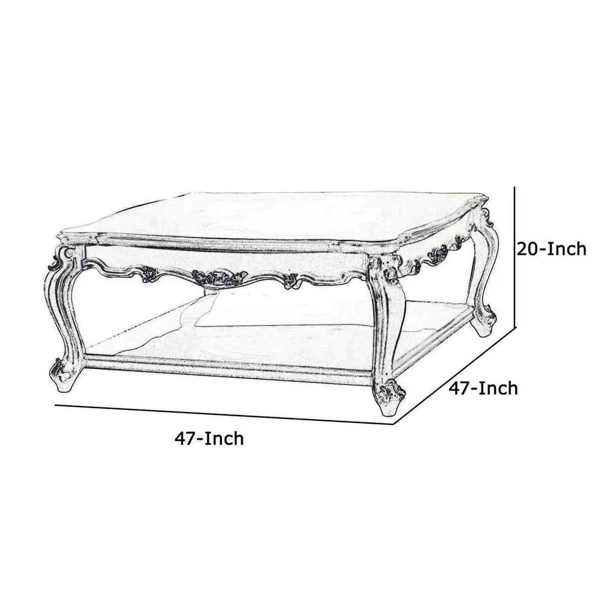 Antique White Scalloped Top Coffee Table W7546