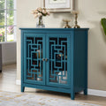 Teal Blue Wooden Buffet Cabinet with Adjustable Shelves D381