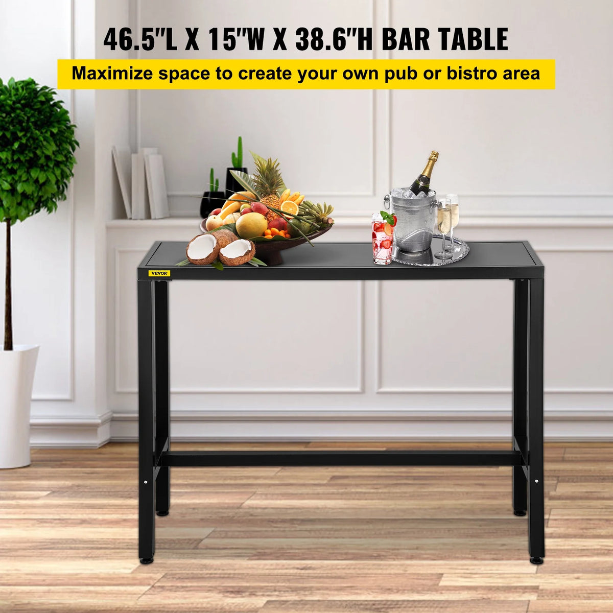 Narrow Rectangular Bar Height Outdoor Table with Adjustable Feet W721868