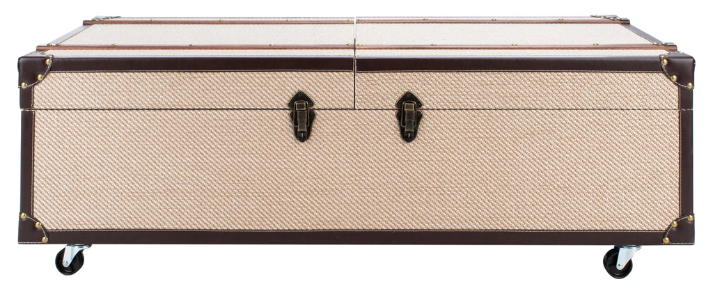 Beige Coffee Table Storage Trunk with Wine Rack Z236