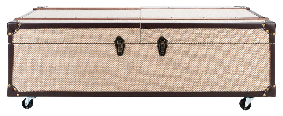Beige Coffee Table Storage Trunk with Wine Rack Z236