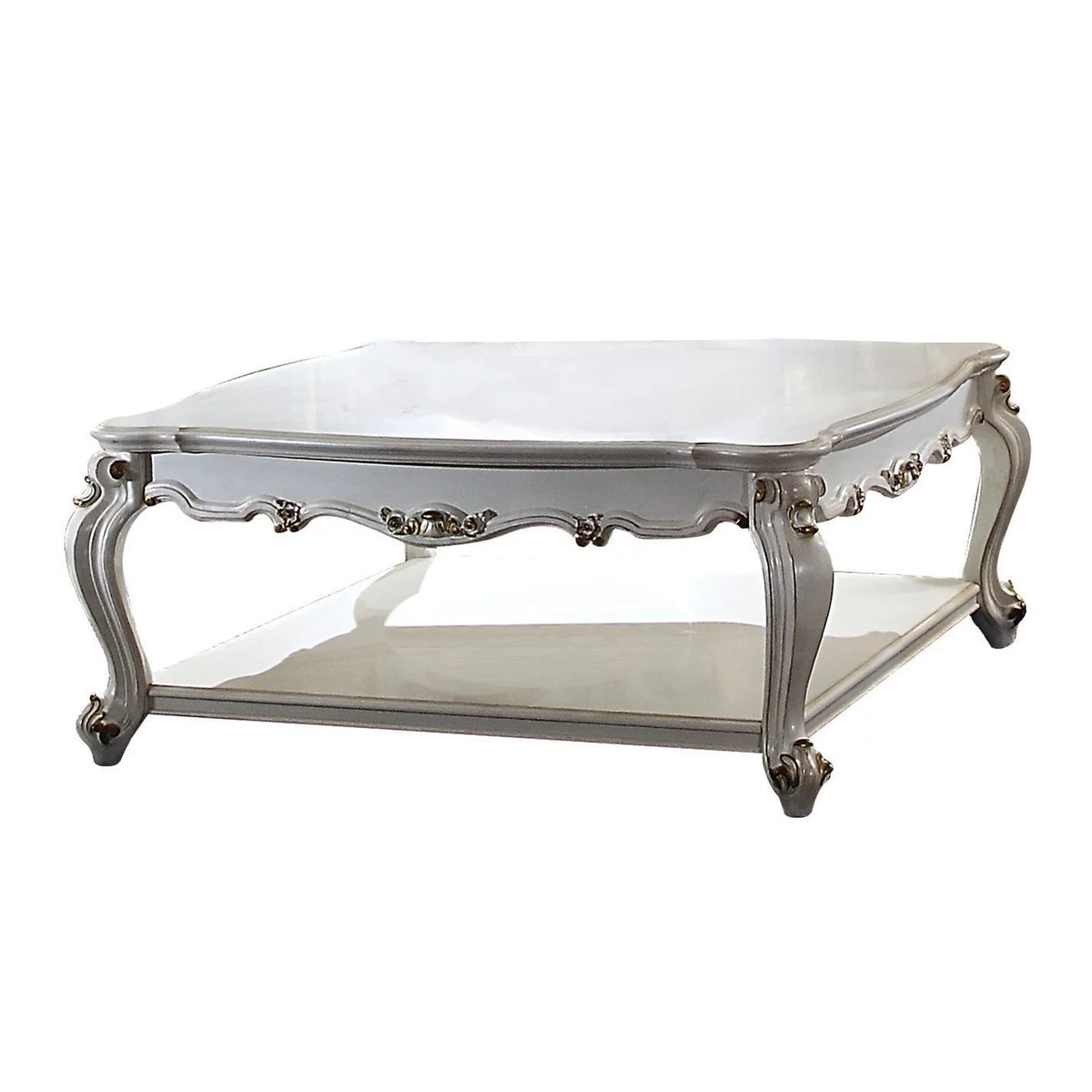 Antique White Scalloped Top Coffee Table W7546