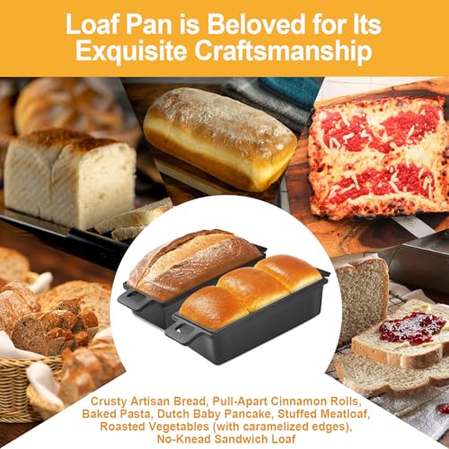 Cast Iron Bread Loaf Pan with Lid 9x5 Inch Set of 2 F375