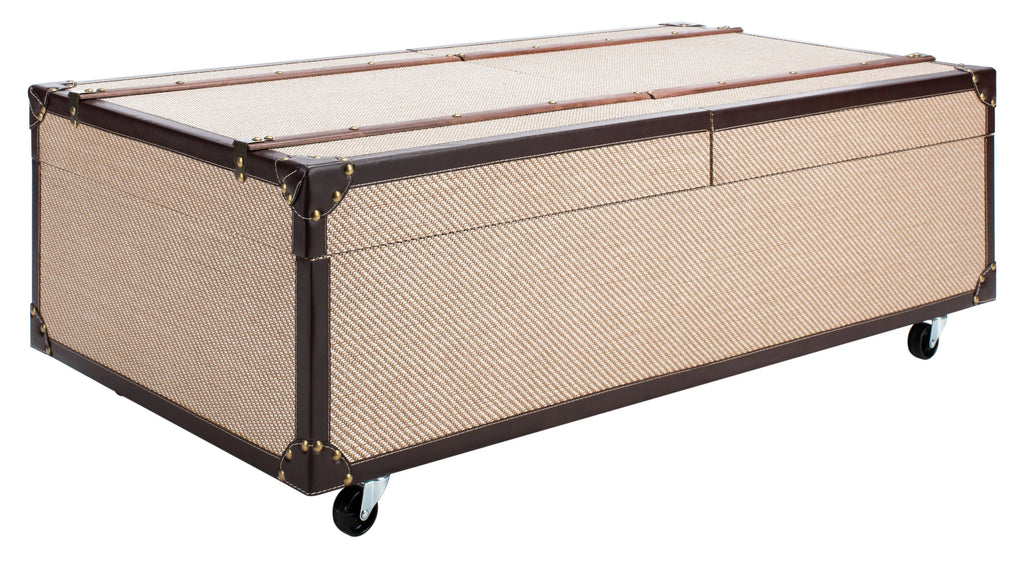 Beige Coffee Table Storage Trunk with Wine Rack Z236