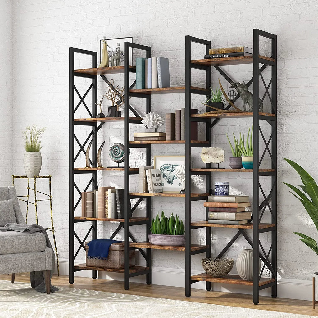 5-Shelf Wood and Metal Bookcase S681