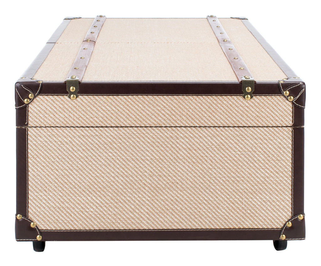 Beige Coffee Table Storage Trunk with Wine Rack Z236