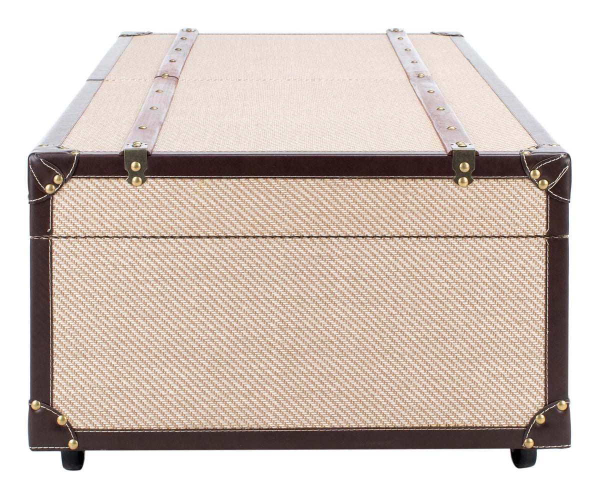 Beige Coffee Table Storage Trunk with Wine Rack Z236