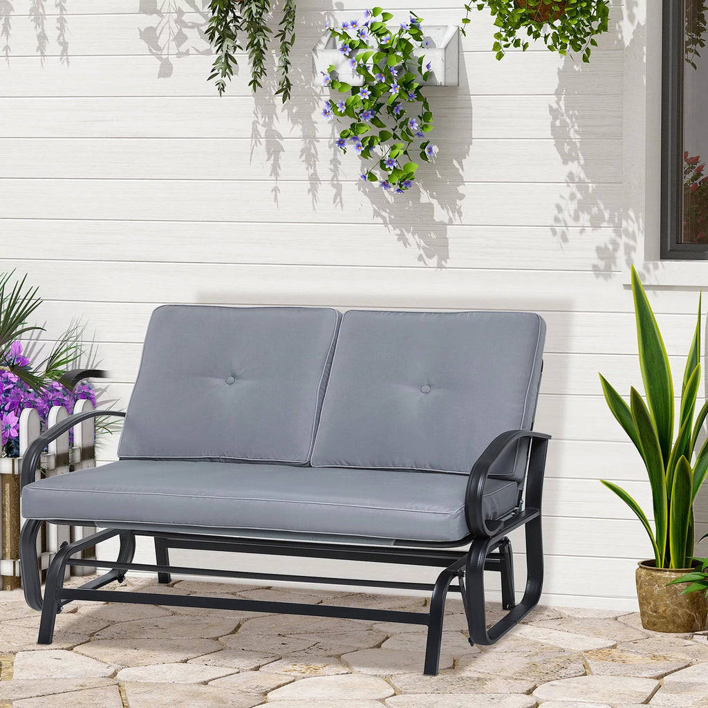Grey 2-Person Outdoor Glider with Cushions K48046