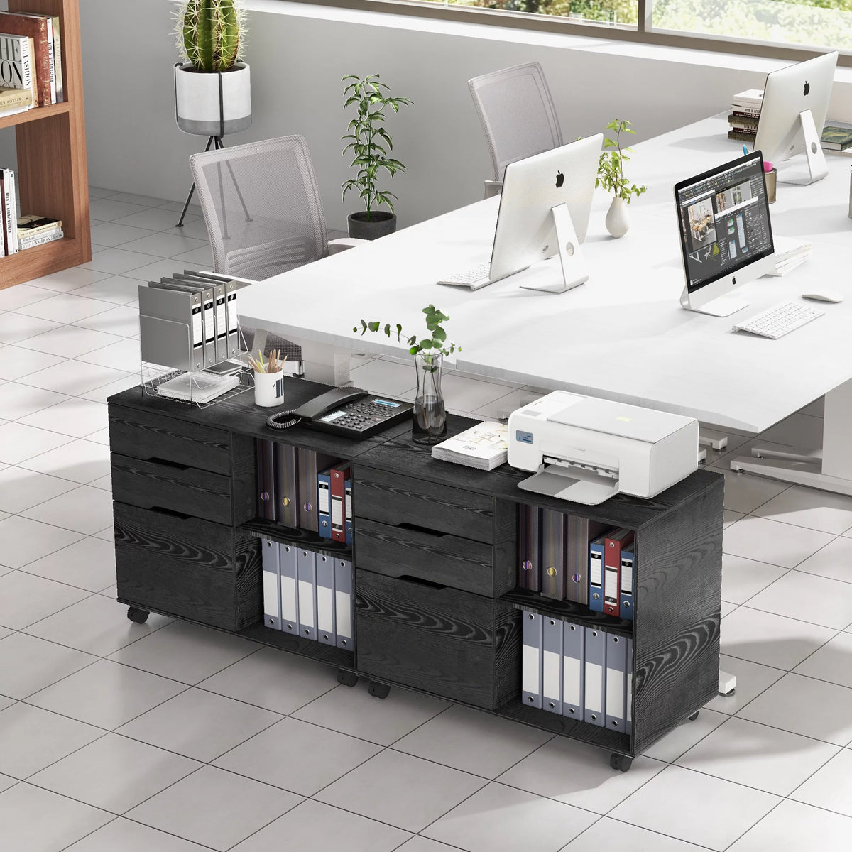 Black 3-Drawer Rolling File Cabinet with Lock A3970
