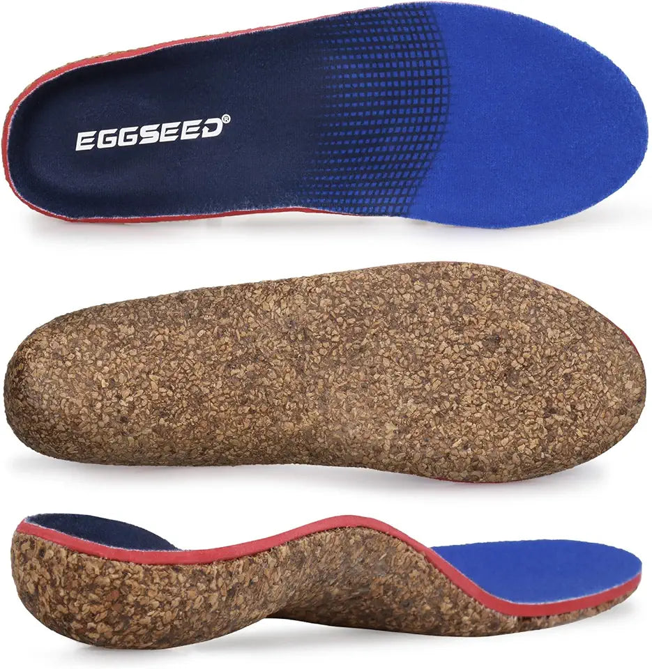Cork Insoles Arch Supports Orthotics Inserts Blue Q229