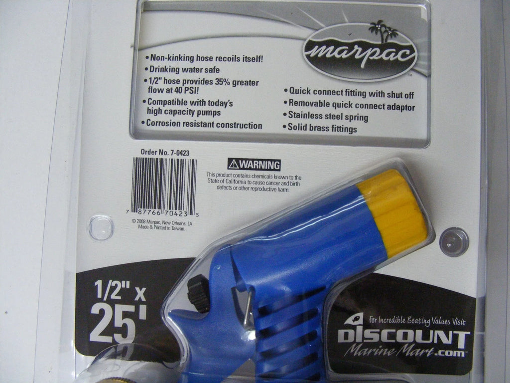 Coiled Washdown Hose with Quick Conn Nozzle 1/2"x25' P94930