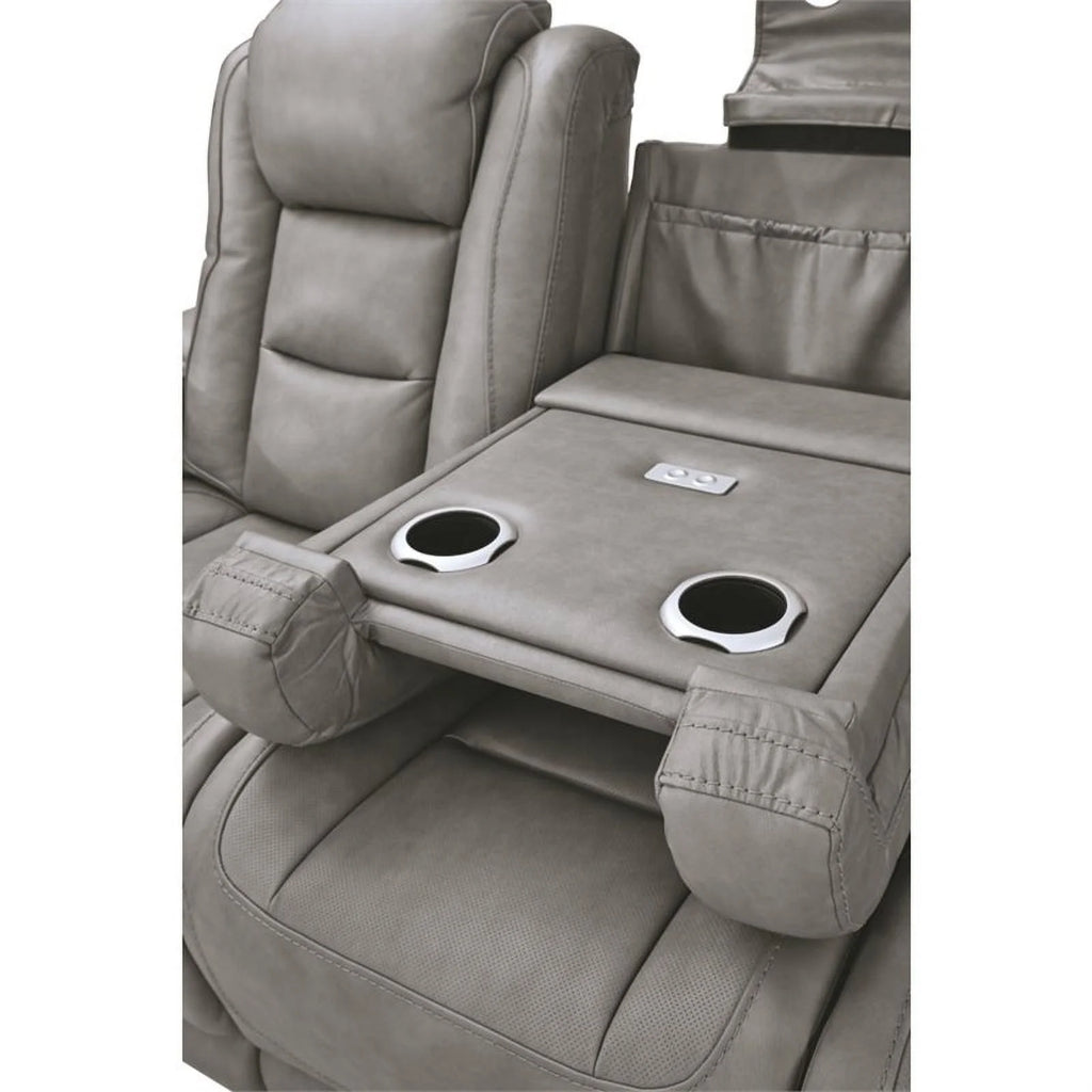 Gray Leather Power Reclining Sofa N766543