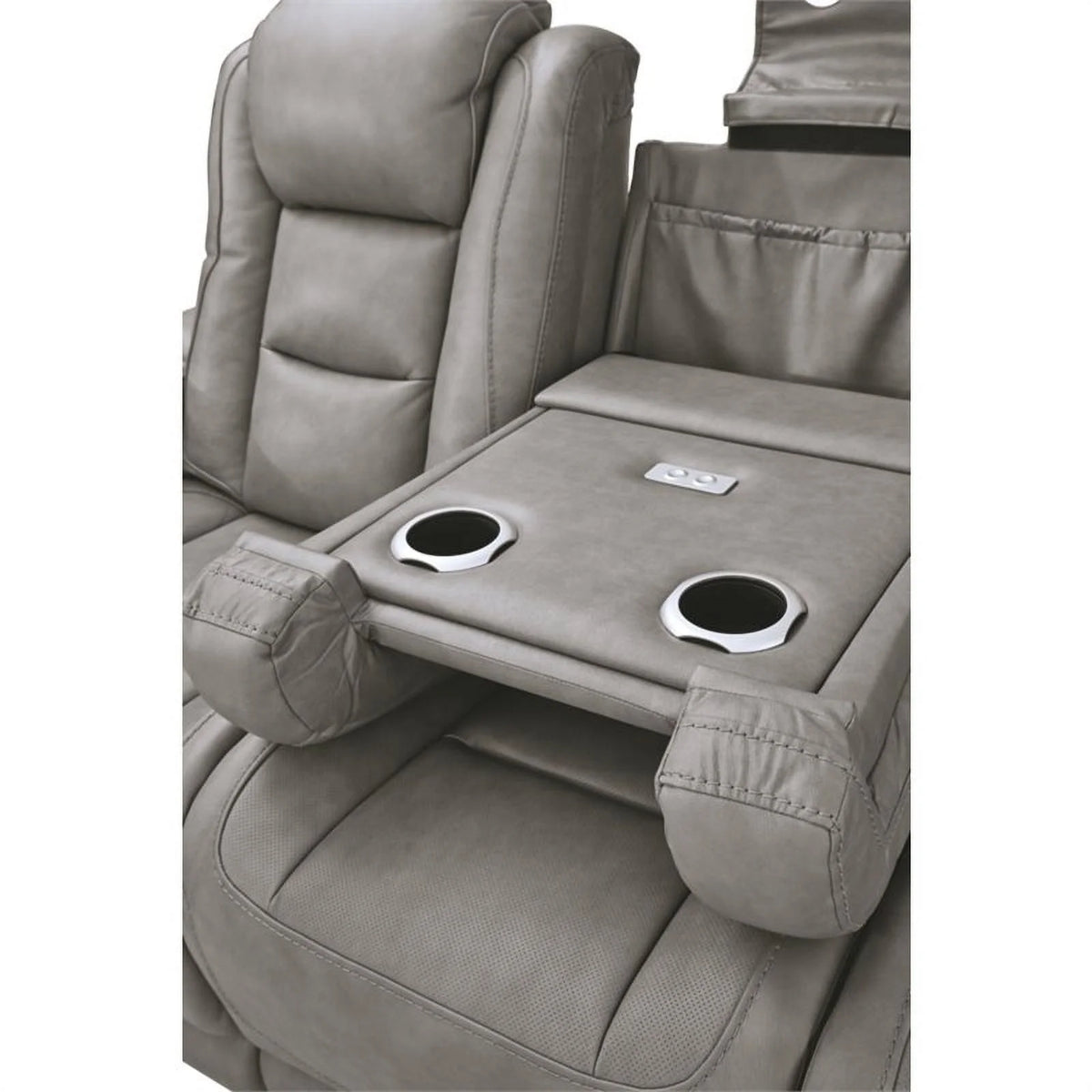 Gray Leather Power Reclining Sofa N766543