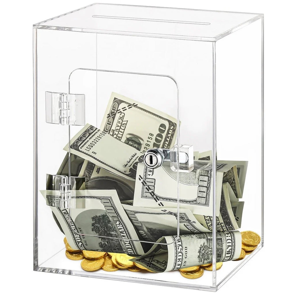 Clear Piggy Bank with Lock and Key Q213