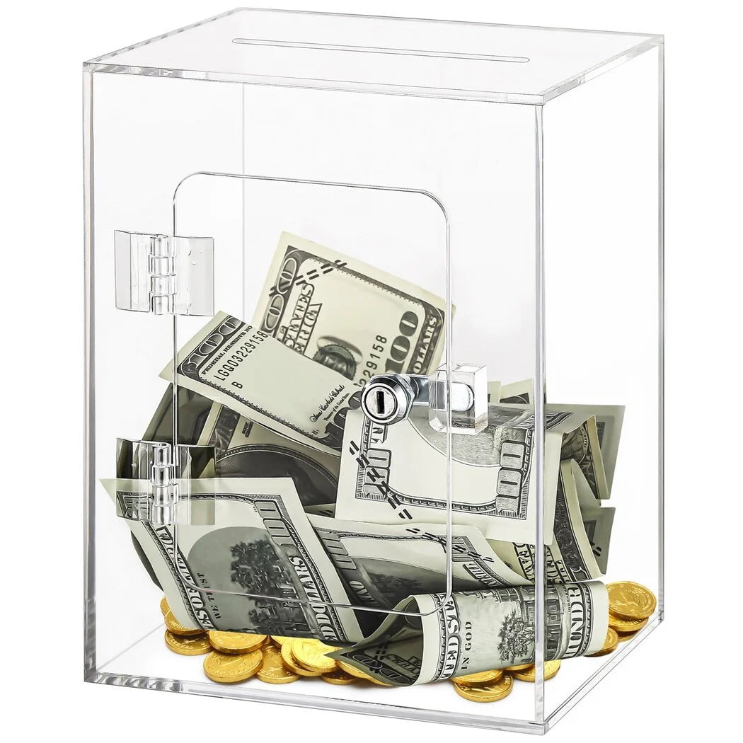 Clear Piggy Bank with Lock and Key Q213