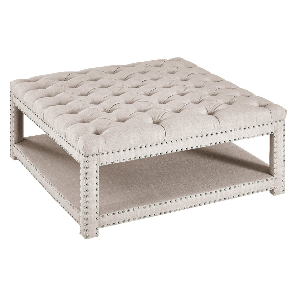 Modern Nailhead Tufted Cocktail Ottoman U6487
