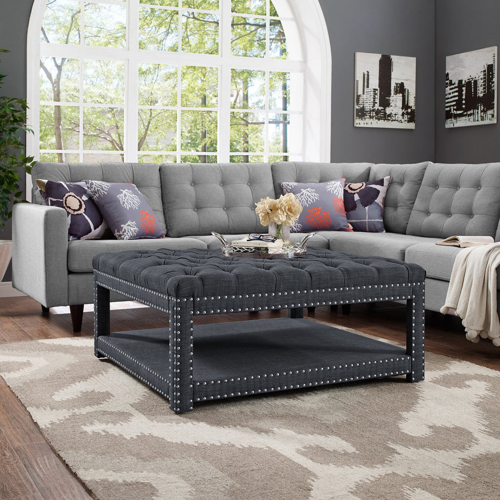 Modern Nailhead Tufted Cocktail Ottoman U6487