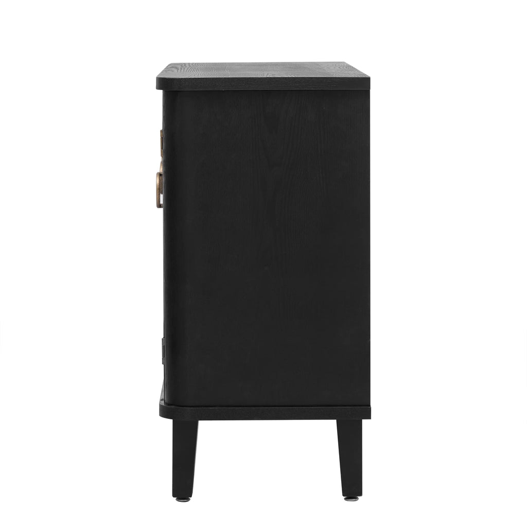 Black Solid Wood Veneer Storage Cabinet with Three Doors B5646