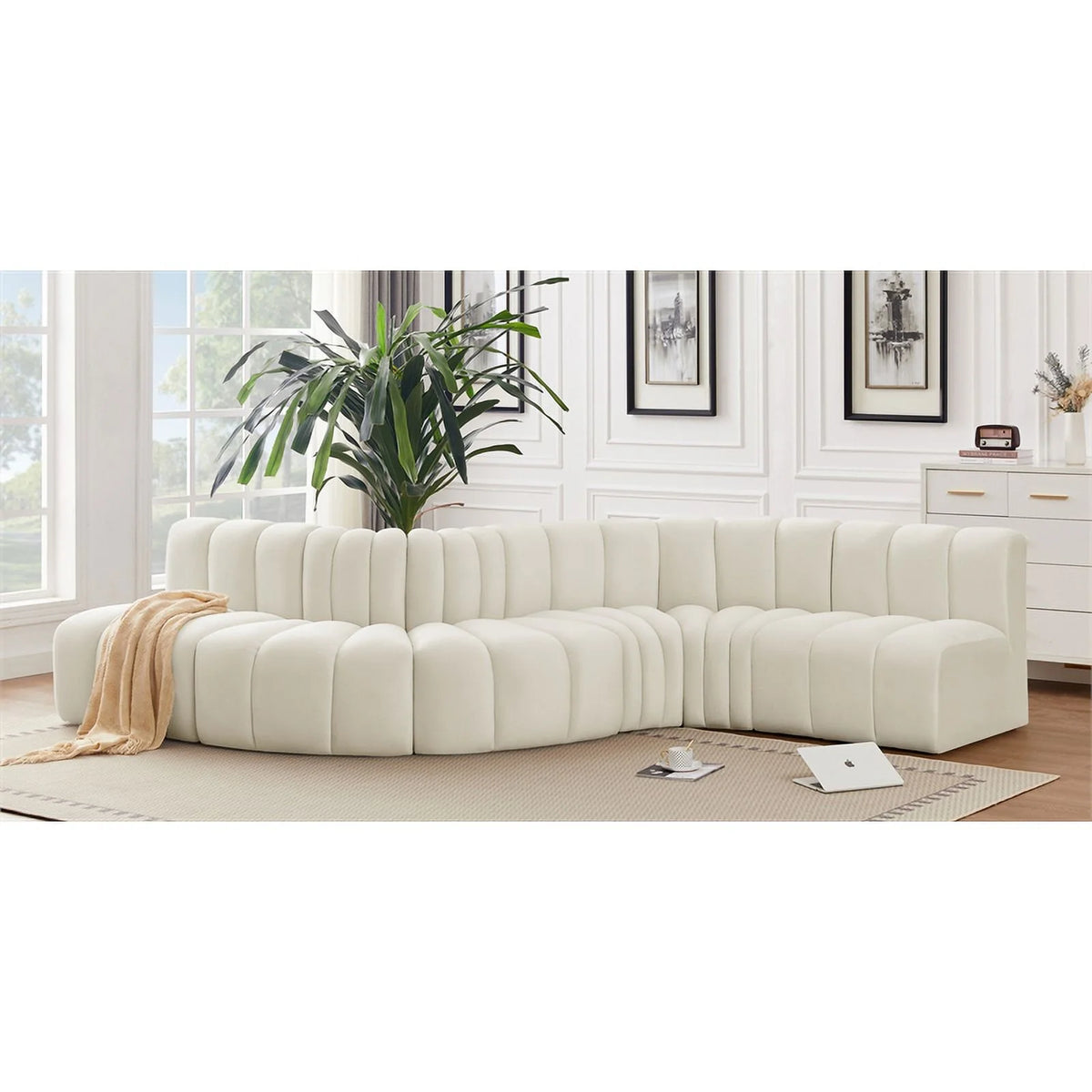 Cream Velvet Modular Sofa A7211