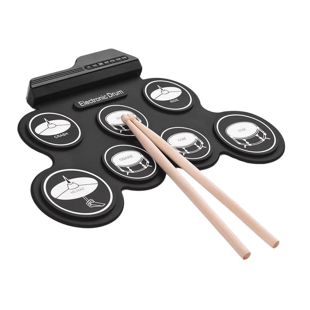 Portable Silicon Drum Set with Drumsticks and Foot Pedals M28745