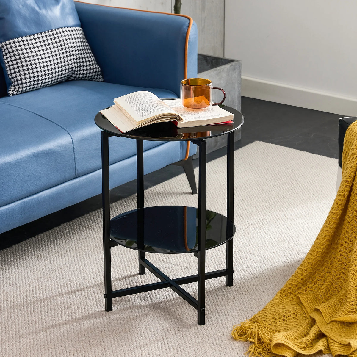 Round Tempered Glass End Table N91085