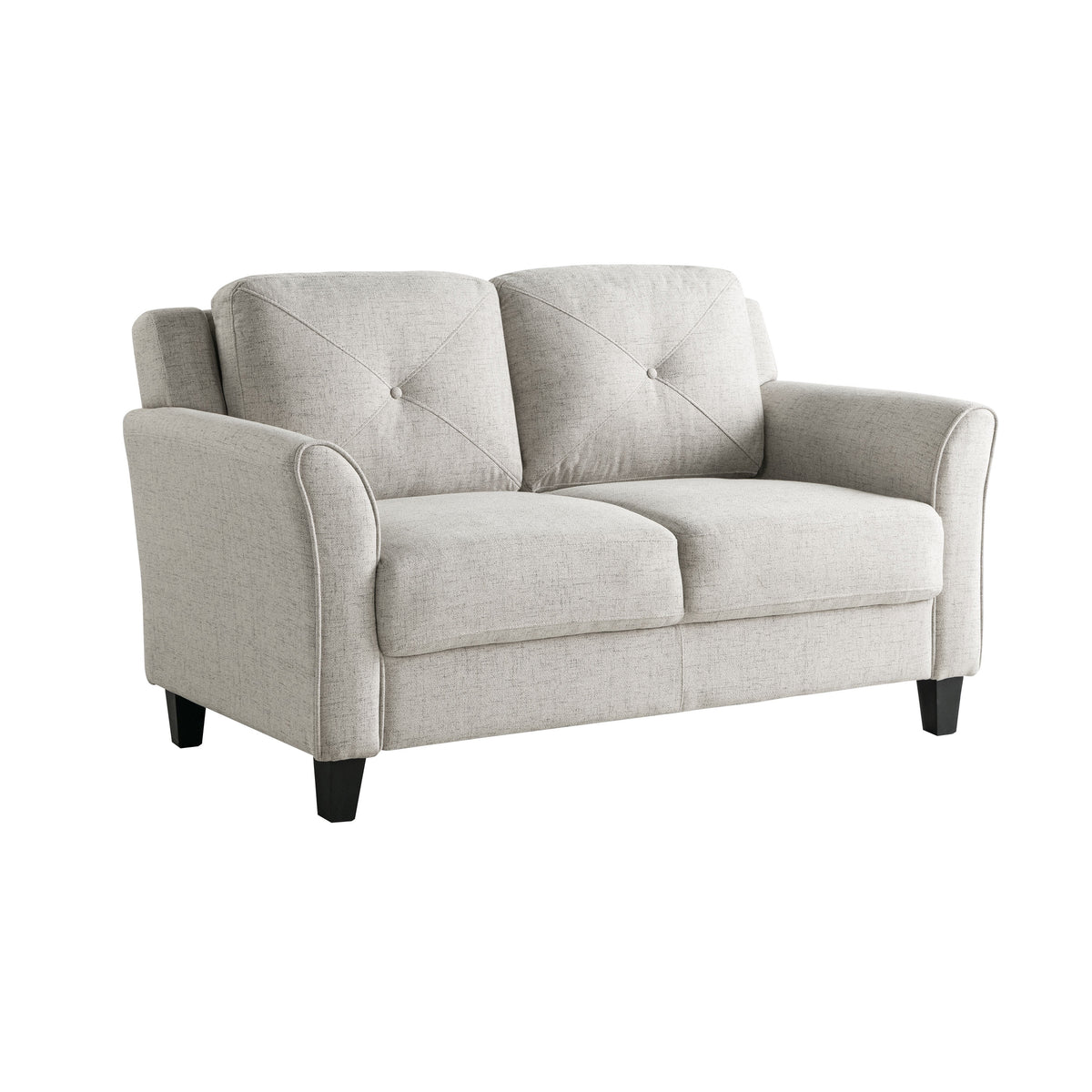 Beige Fabric Loveseat with Curved Arms U564