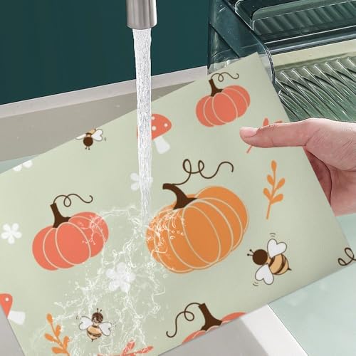 Faux Leather Pumpkin Bee 12 X 18 Inch Placemats Pack of 6 U87520