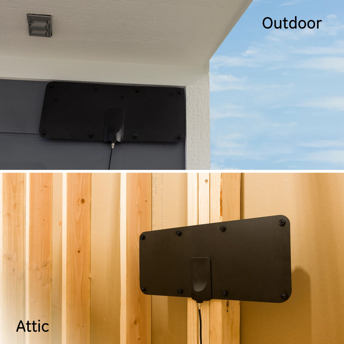 Outdoor HDTV Antenna, 60-mile Range, VHF UHF 1080P 4K, Black J849346