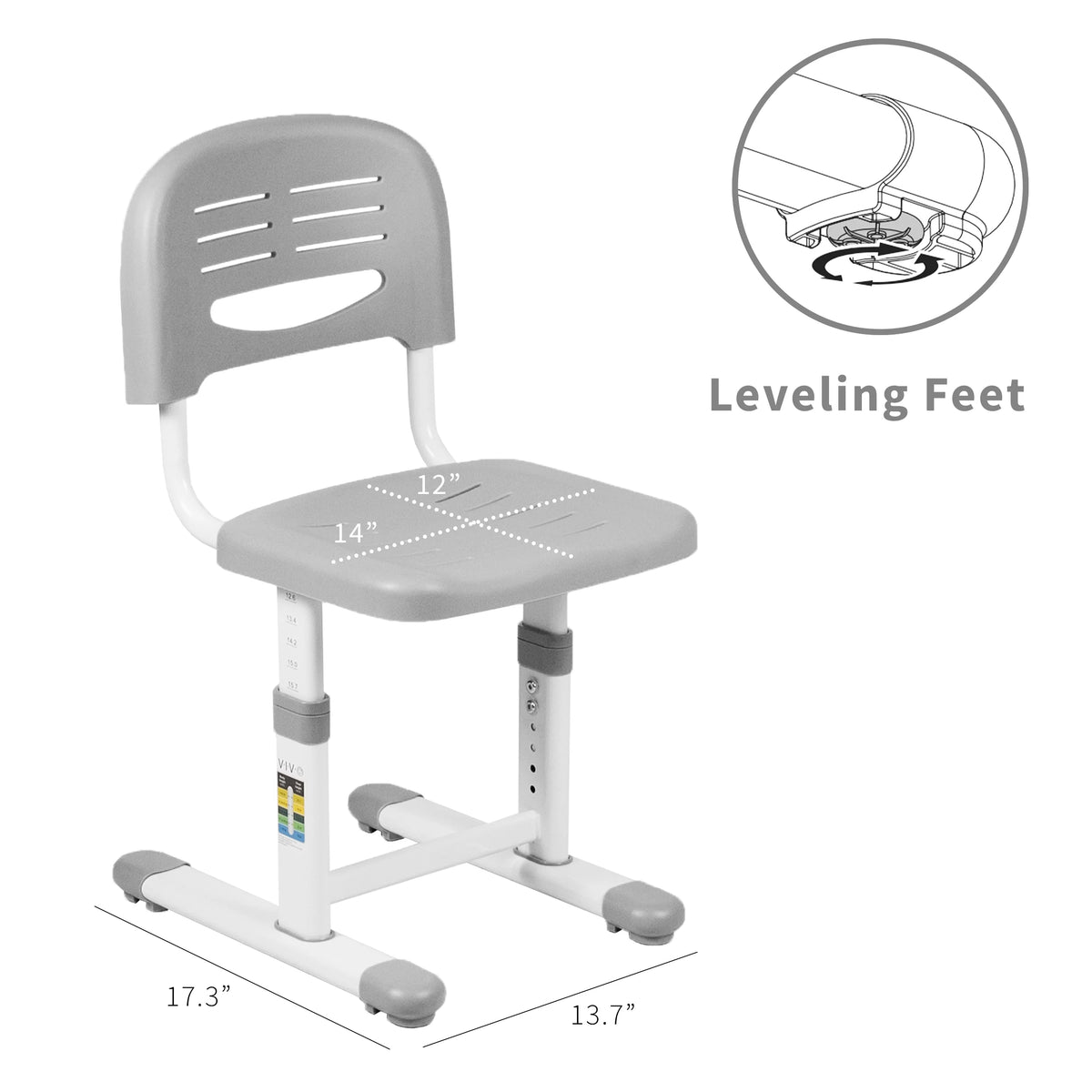 Gray Height Adjustable Children's Desk Chair Q11950