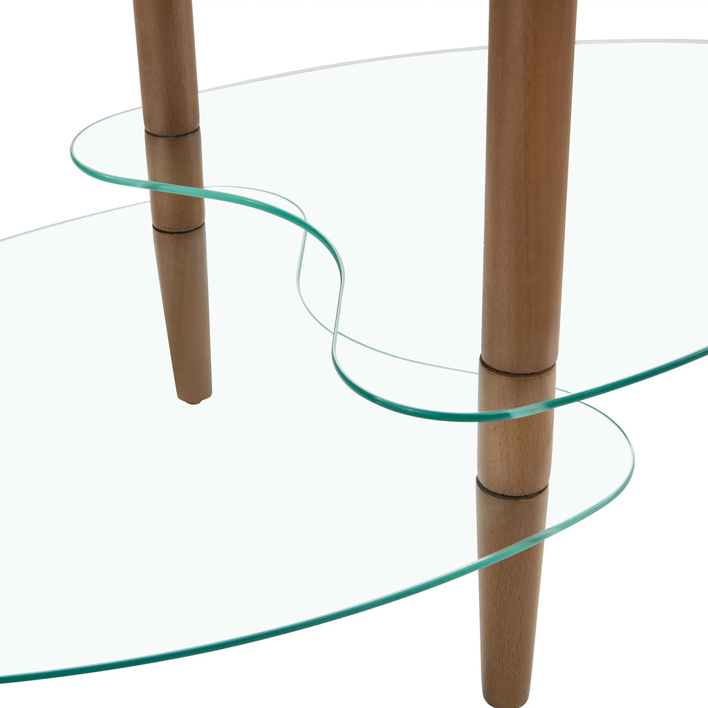 Oval Glass Coffee Table with Storage R485645