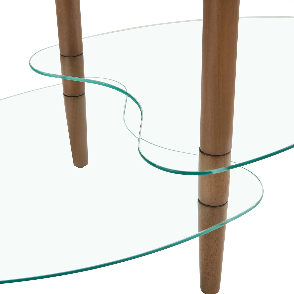 Oval Glass Coffee Table with Storage R485645
