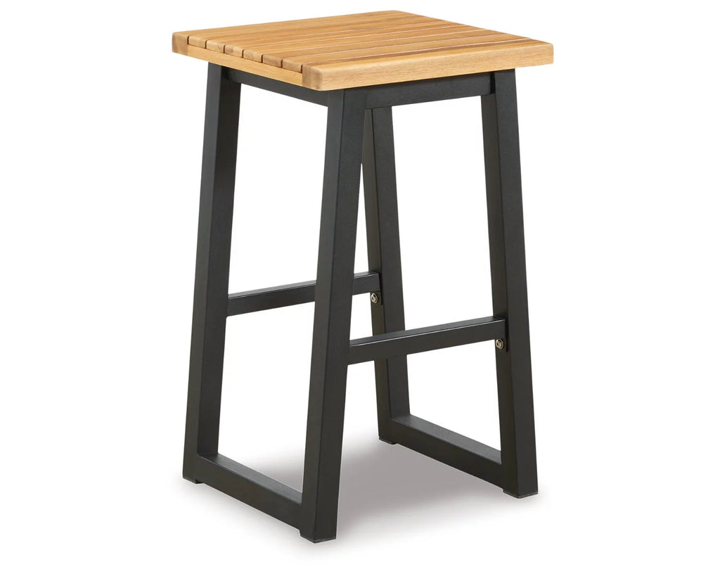 Wood Outdoor Dining Table Set (Set of 3) Brown/Black Z6941
