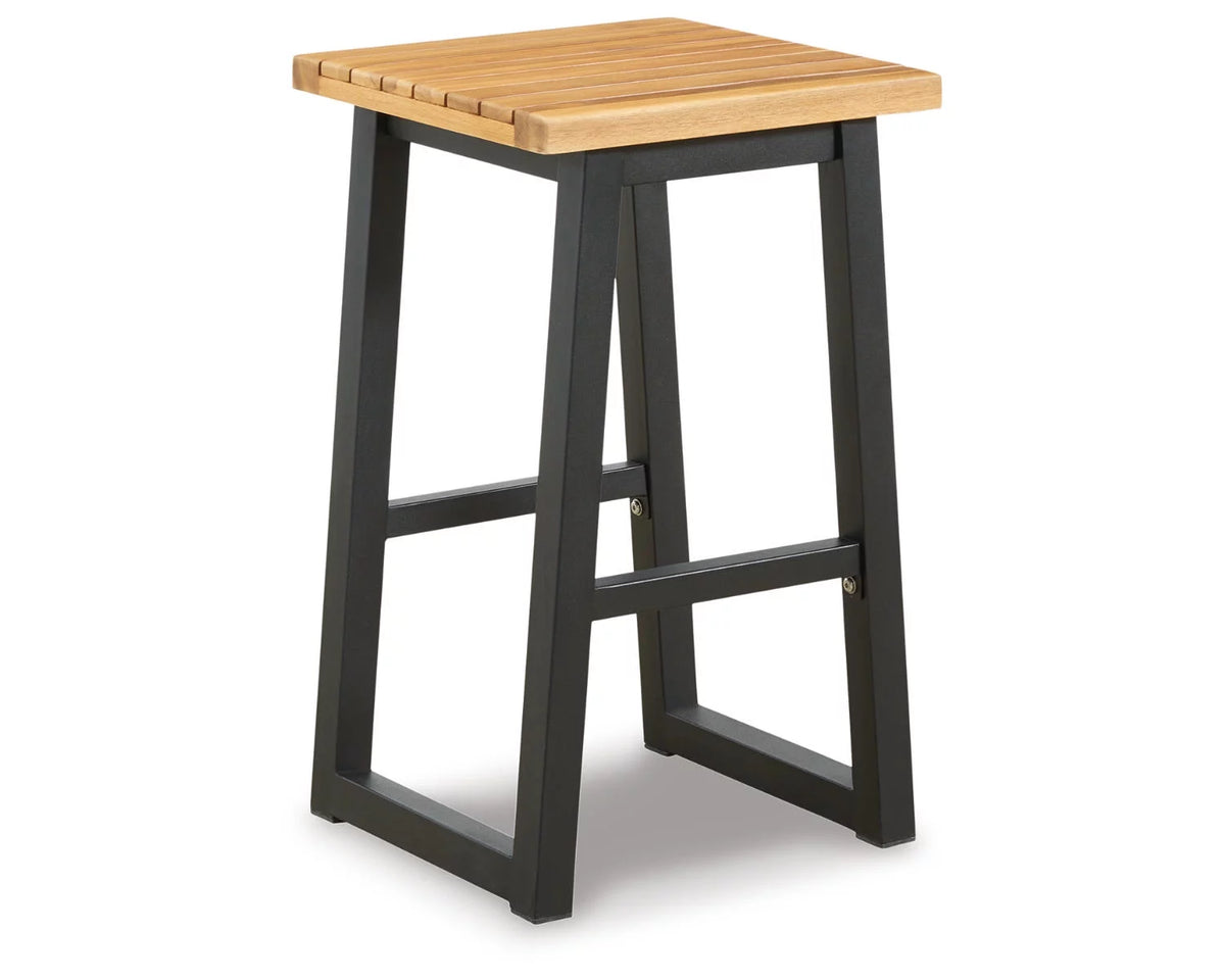 Wood Outdoor Dining Table Set (Set of 3) Brown/Black Z6941