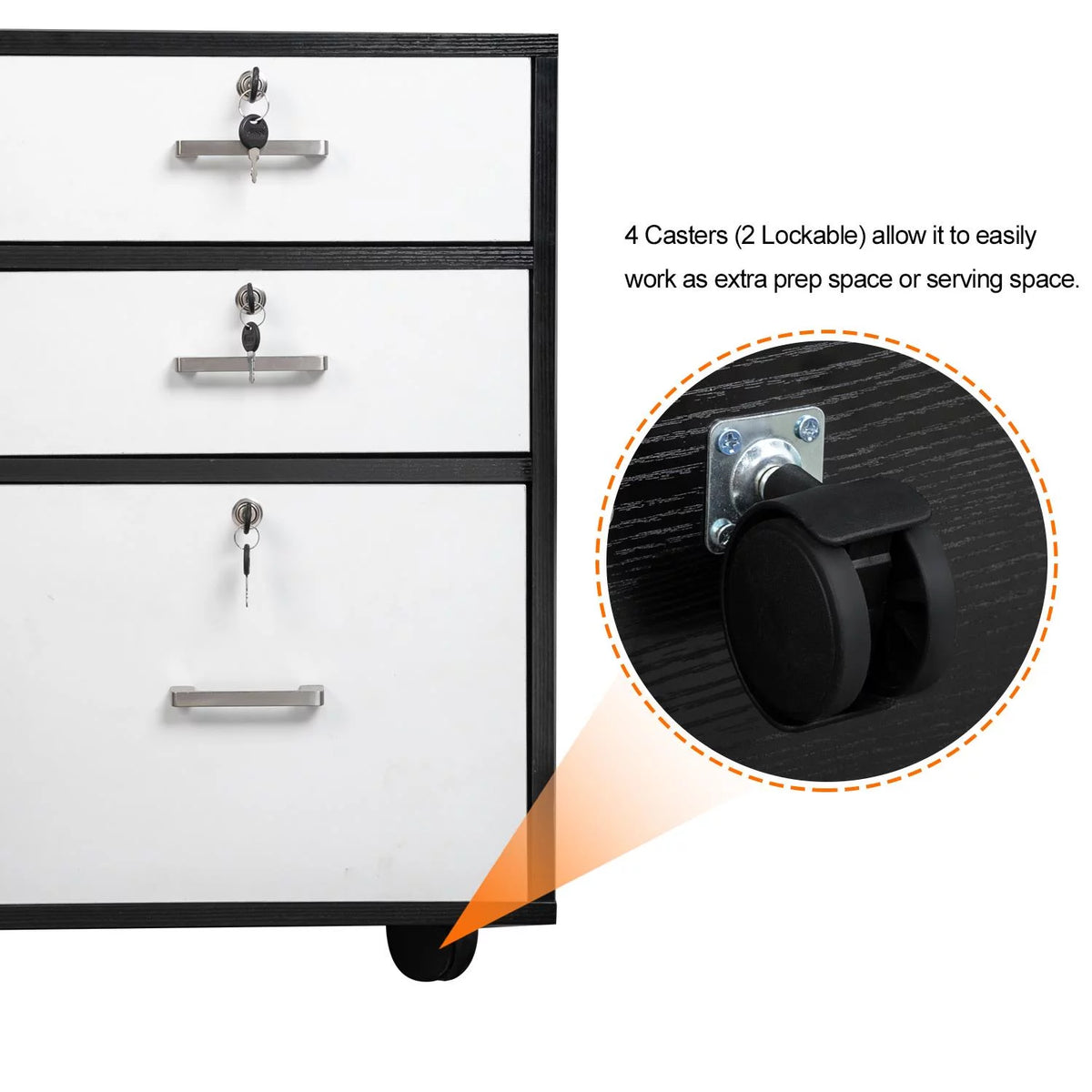 3 Drawer Wood File Cabinet with Locks and Wheels P426882