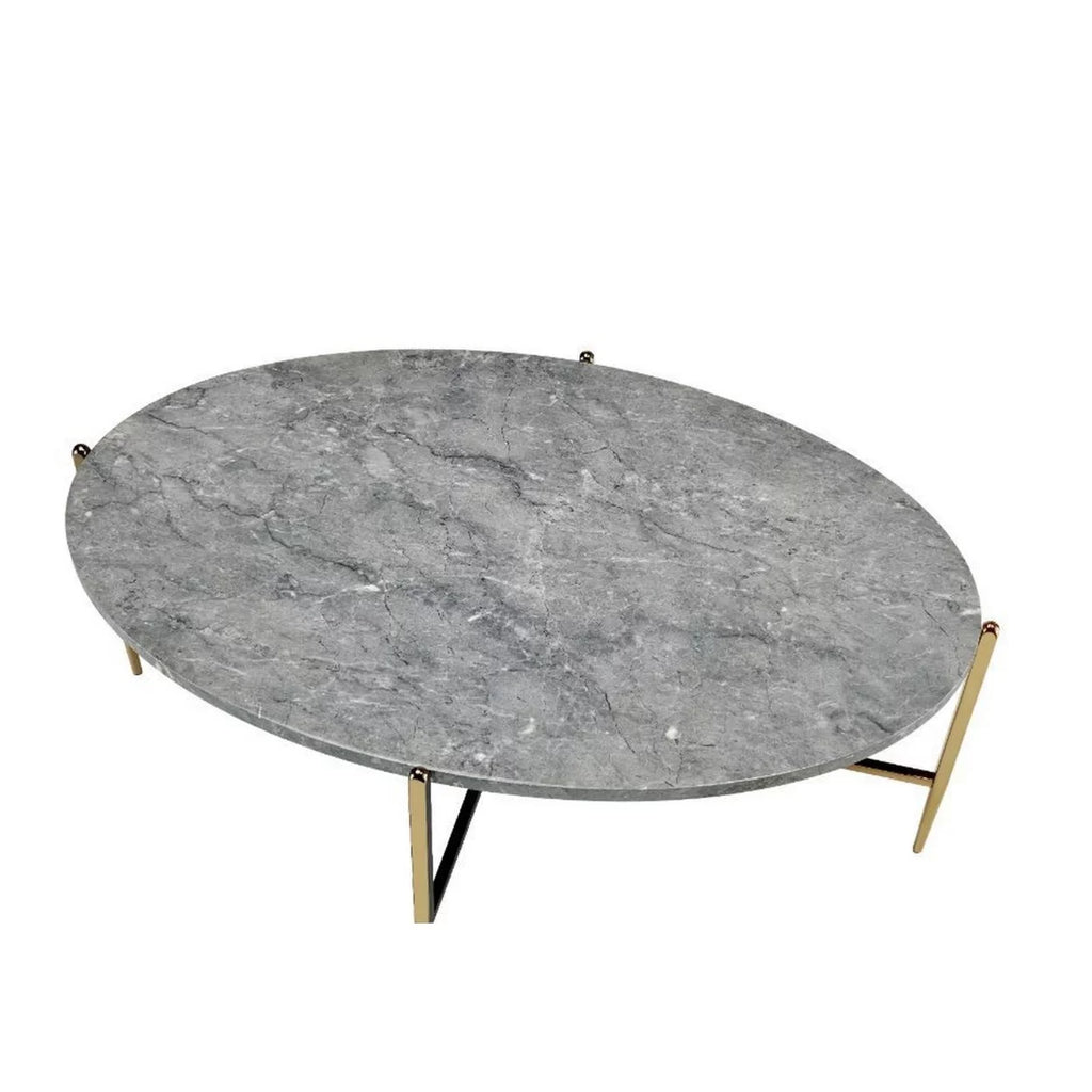 Gray and Gold Oval Marble Top Coffee Table M814818